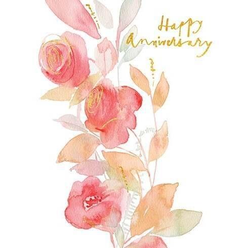 Water Colour Floral Anniversary Card