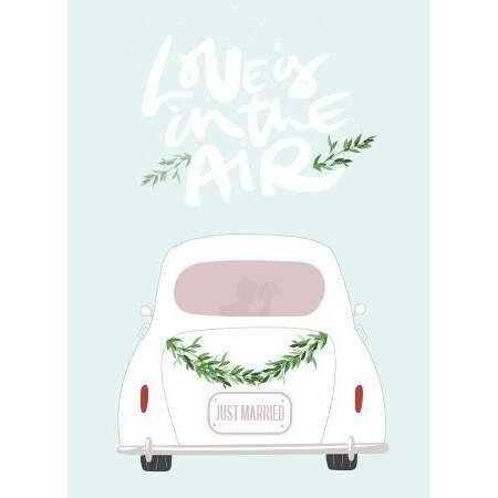 White Car Wedding Card
