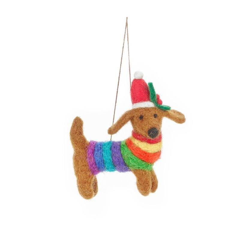 Rainbow Dog Ornament