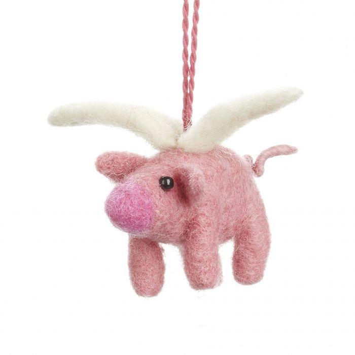 Flying Felt Pig Handmade Ornament