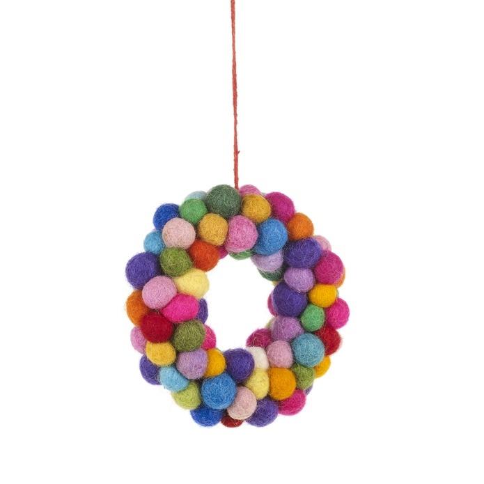 Multi Coloured Wreath Handmade Ornament