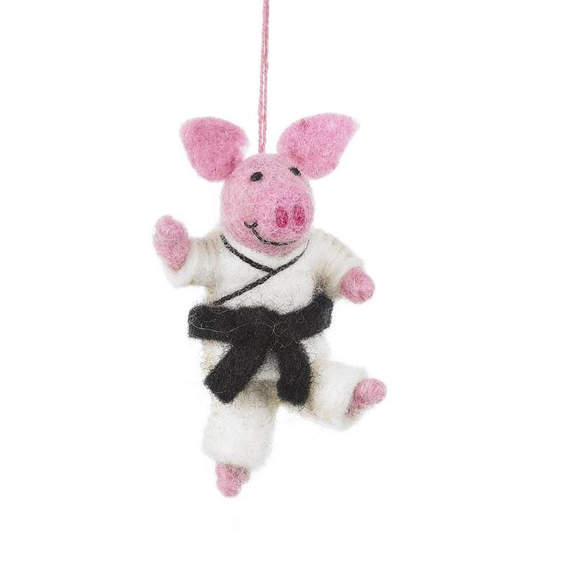 Karate Pig Handmade Ornament