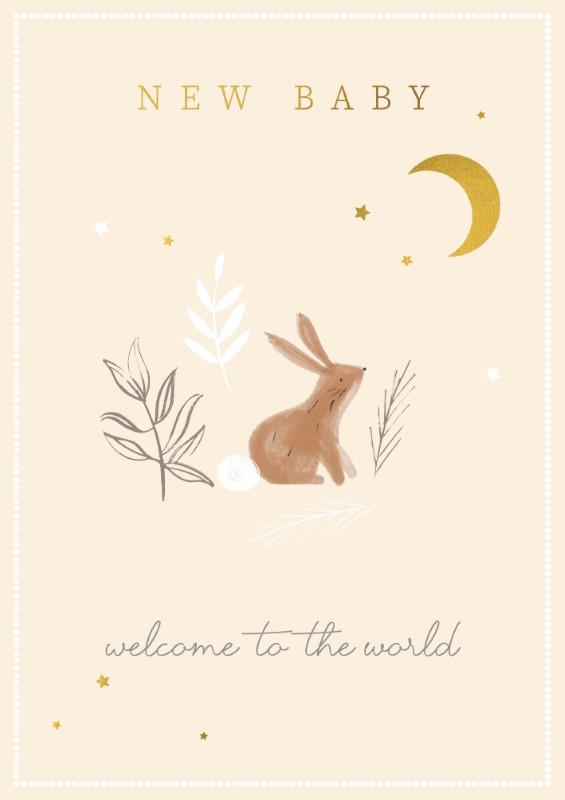 Welcome To The World Rabbit New Baby Card