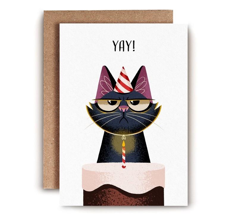 Yay Cat Birthday Card