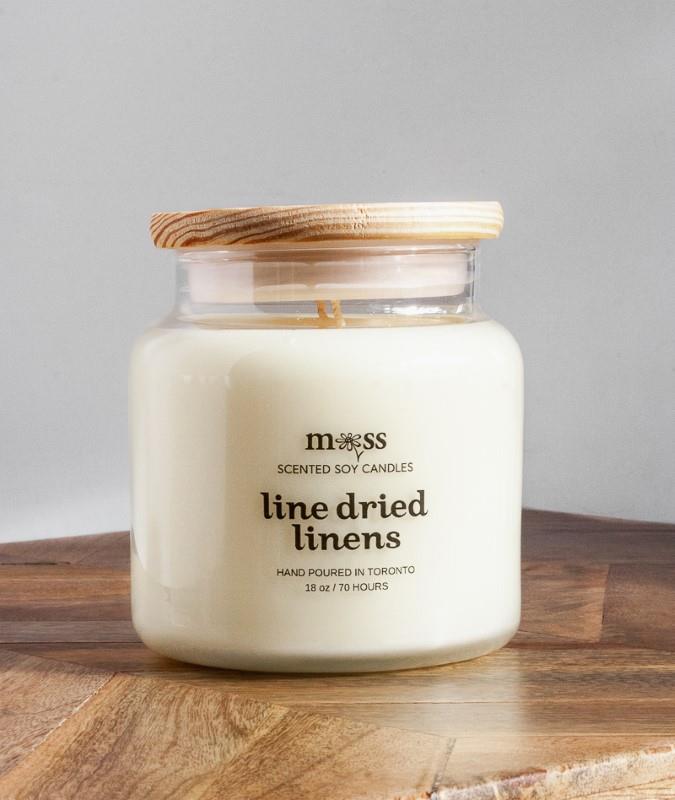 Line Dried Linens 18oz Moss Apothecary Candle