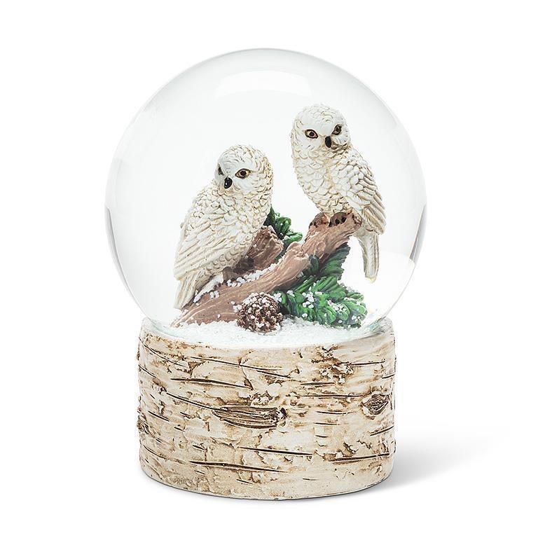 Owl Pair on Branch Snow Globe, 5"