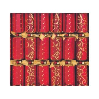 Walpert Crimson Gold Christmas Crackers, Set of 6