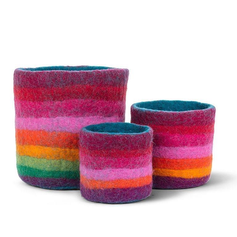 Rainbow Stripe Storage Pots
