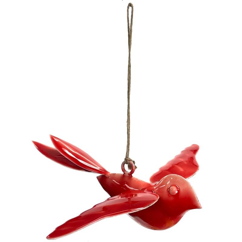 Iron Embossed Enamel Hanging Birds, 8"