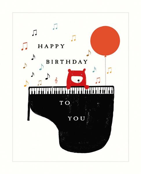 Bear Piano Birthday Card