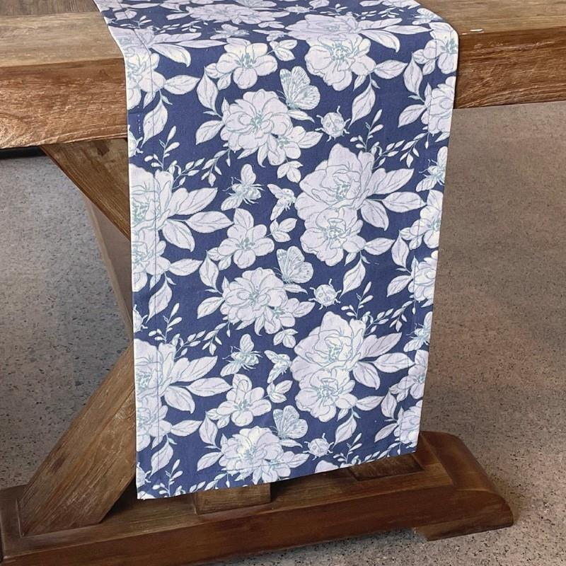 June Bug Indigo Cotton Table Runner