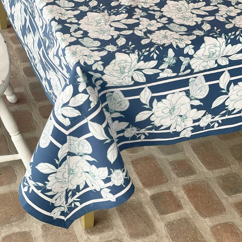 June Bug Indigo Cotton Tablecloth