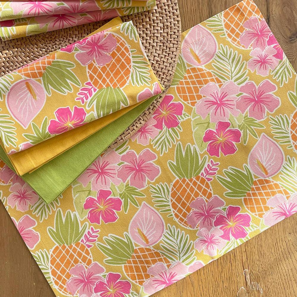 Pineapple Hibiscus Cotton Placemats, Set of 4