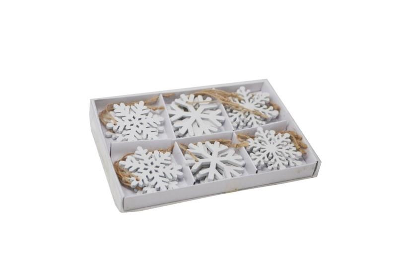 Wooden Snowflake Ornaments, Set of 18