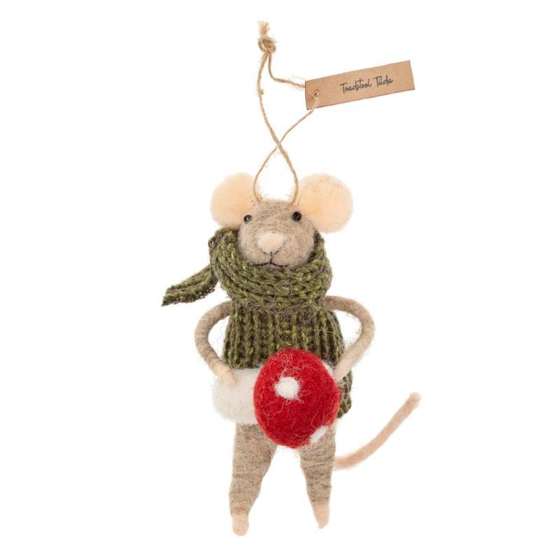 Toadstool Tilds Mouse Ornament