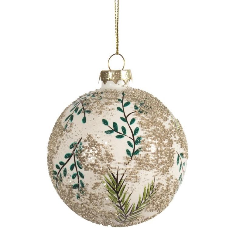 Green & Gold Branch Ball Ornament