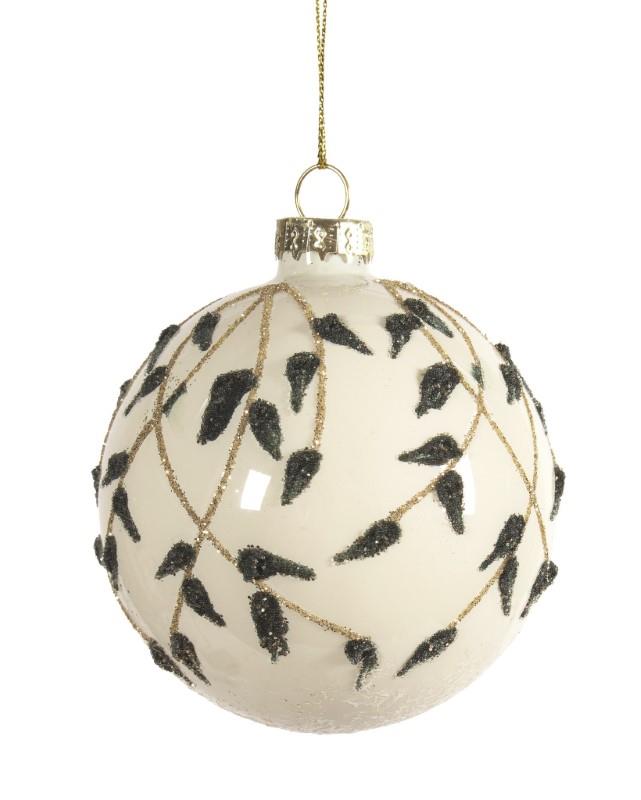 Shiny Ivory Glass Ball Ornament