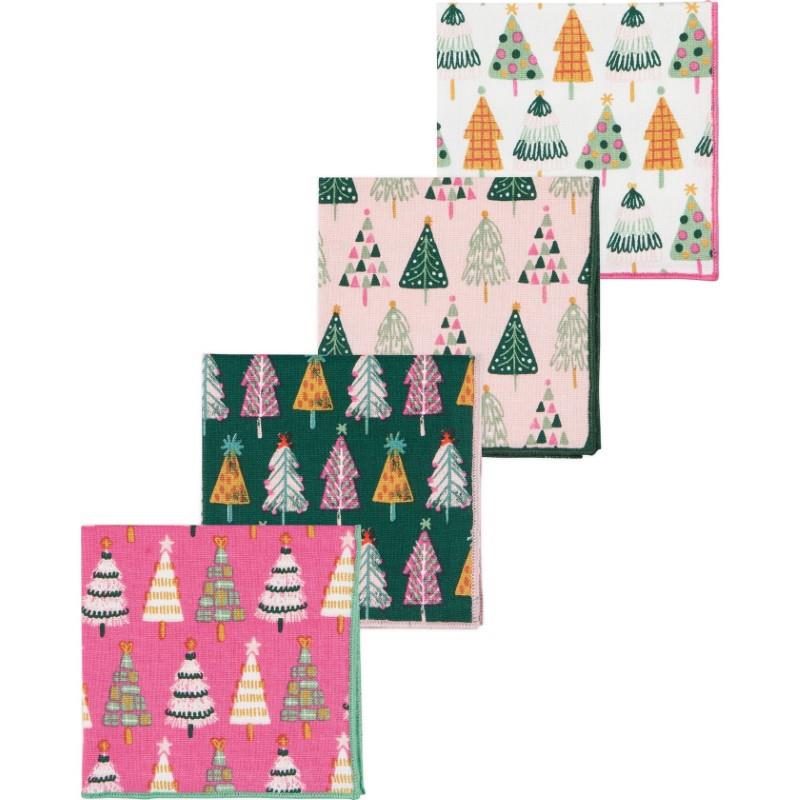 Glitzmas Cotton Cocktail Napkins, Set/4