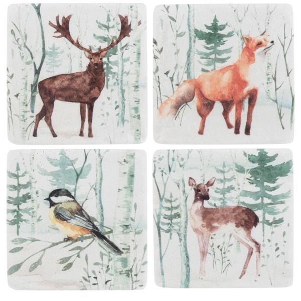 Woodland Animals Coasters, Set of 4