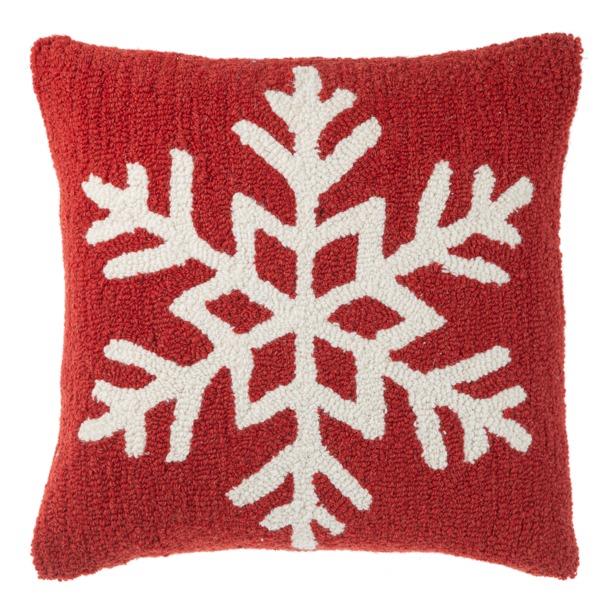 Punch Hook Snowflake Pillow, 18"Sq