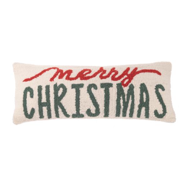 Punch Hook Merry Christmas Pillow, 28" x 11"