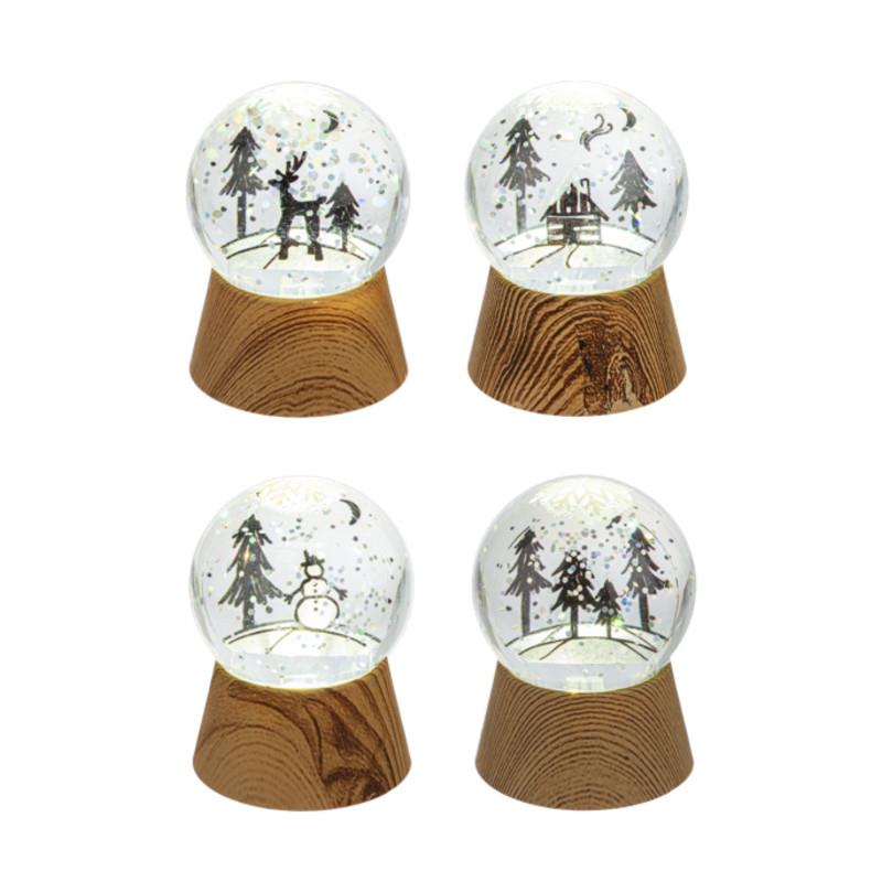 LED Light Up Mini Shimmer Woodland Scene Snow Globe