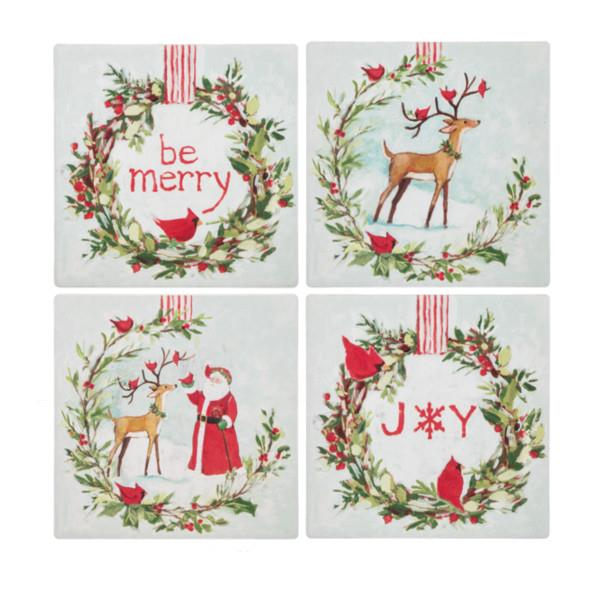 Holiday Message Coasters, Set of 4