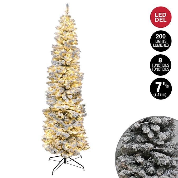 Flocked LED Christmas Tree, 7ft