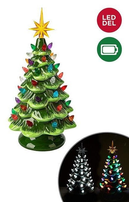 Ceramic LED Tabletop Christmas Tree, 13&quot;H