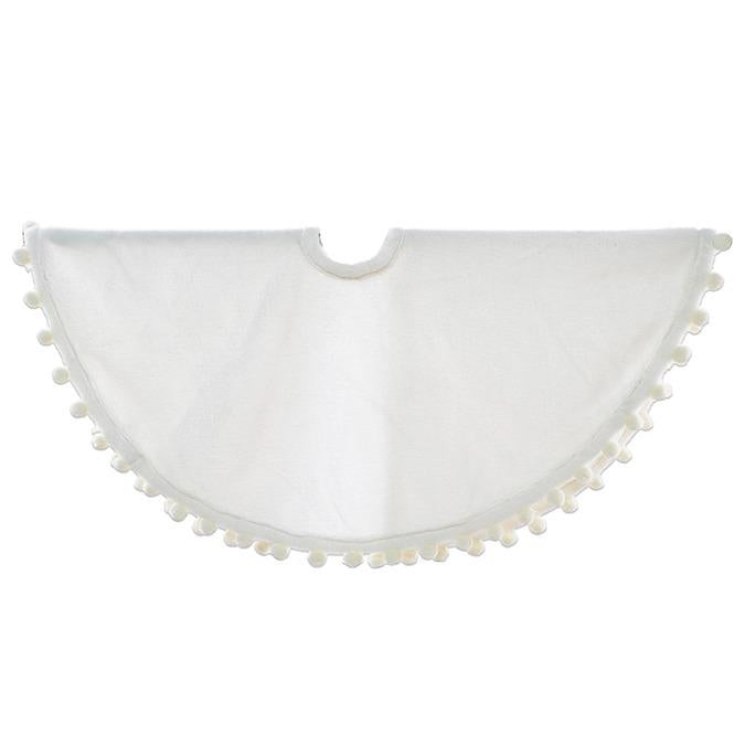 White Tree Skirt With Pom Poms