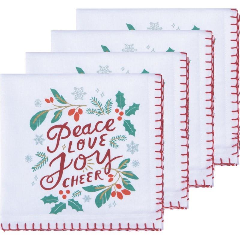 Peace & Joy Luncheon Napkins, Set/4