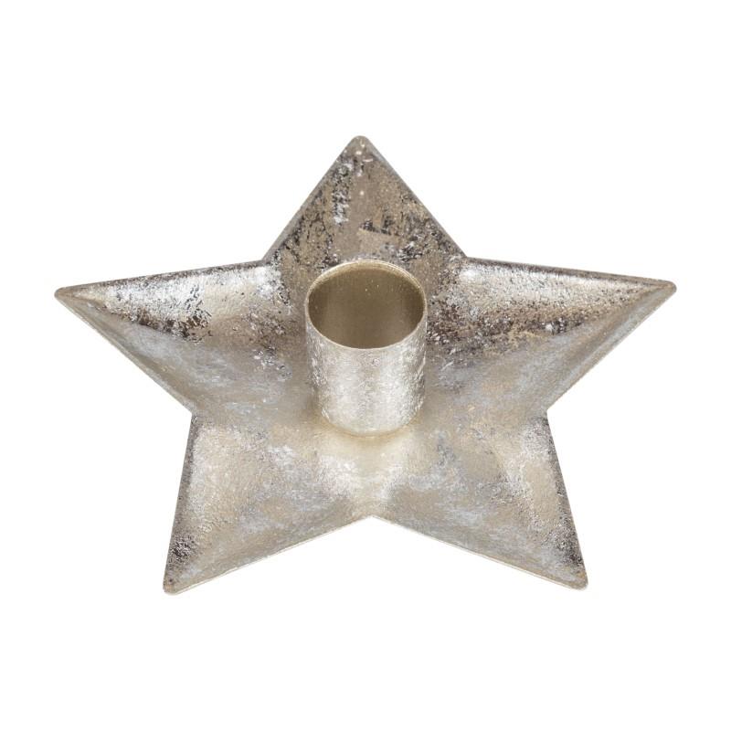 Silver Star Taper Candle Holder