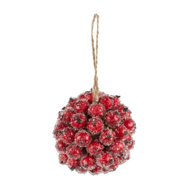 Frosted Red Cranberry Ball Ornament