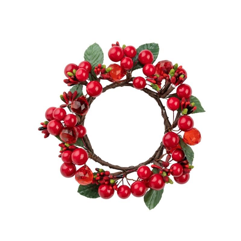 Red Berry & Leaf Candle Ring