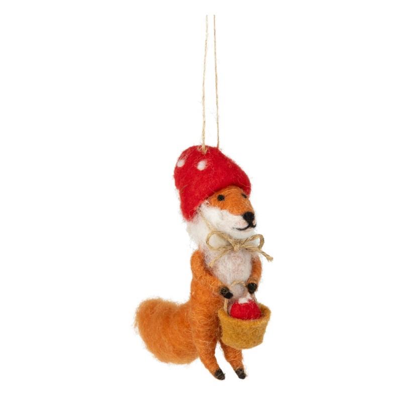 Fox In A Red Mushroom Cap Ornament