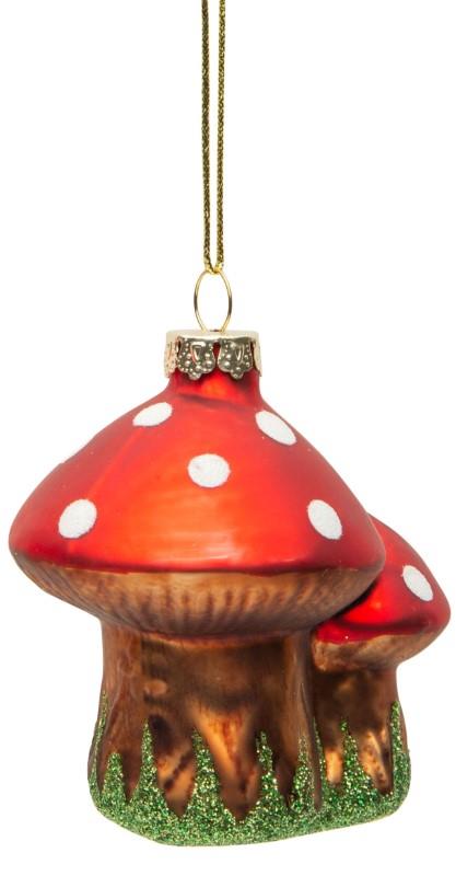 Glass Double Mushroom Ornament