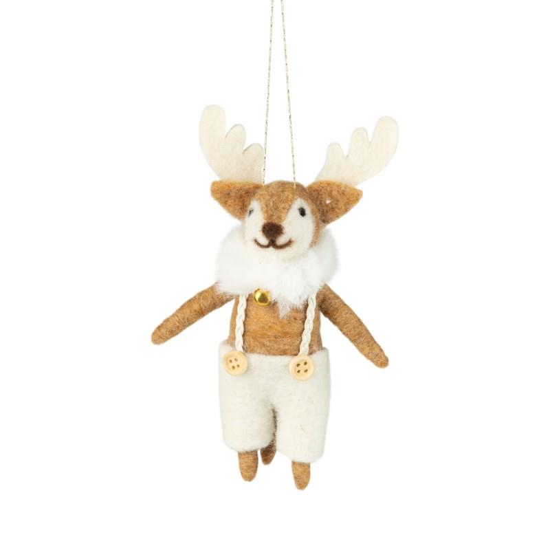 Felt Fox Ornament With White Scarf