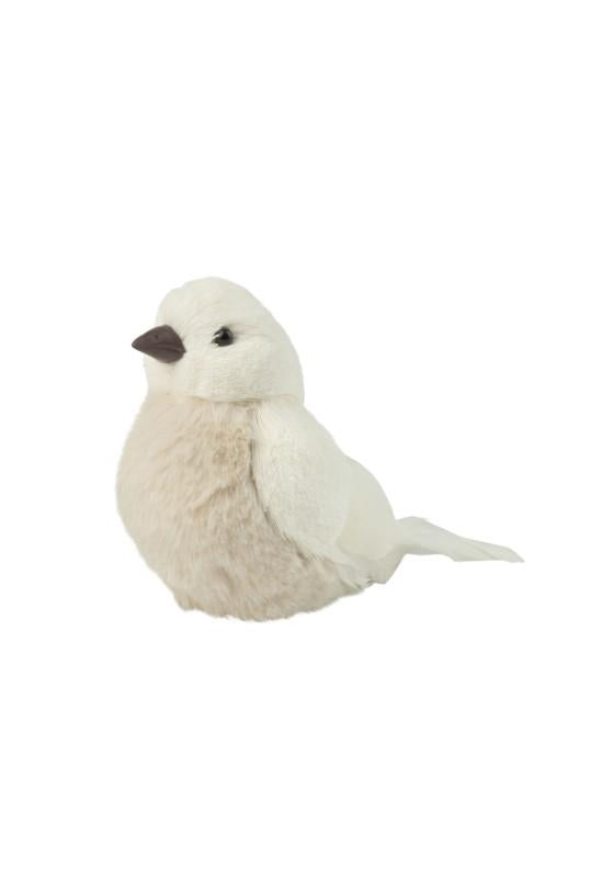 White & Beige Plush Bird, 5.5"