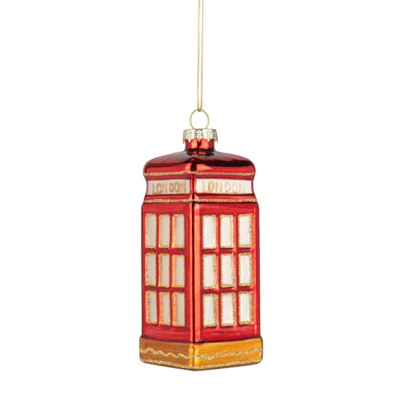 Glass London Phone Box Ornament