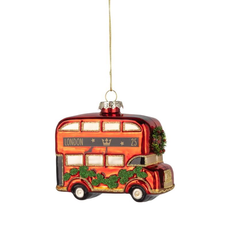 Glass London Double Decker Bus Ornament