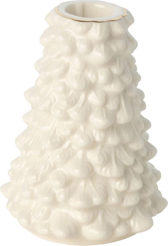 White Ceramic Pine Cone Taper Candle Holder