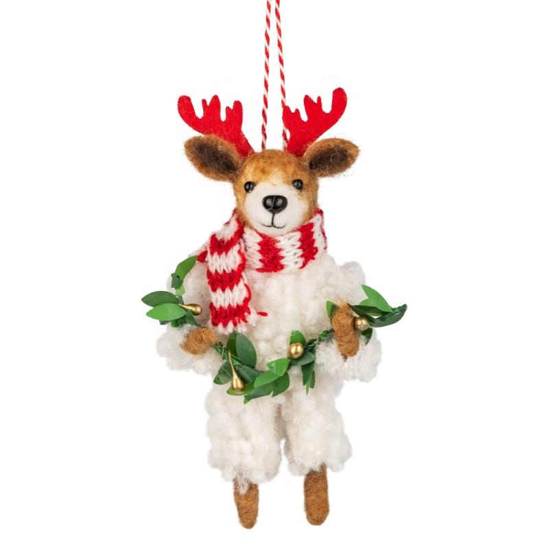 Felt Dog Holding Garland Ornament