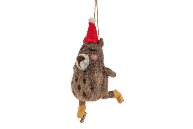 Felt Skating Bear Ornament