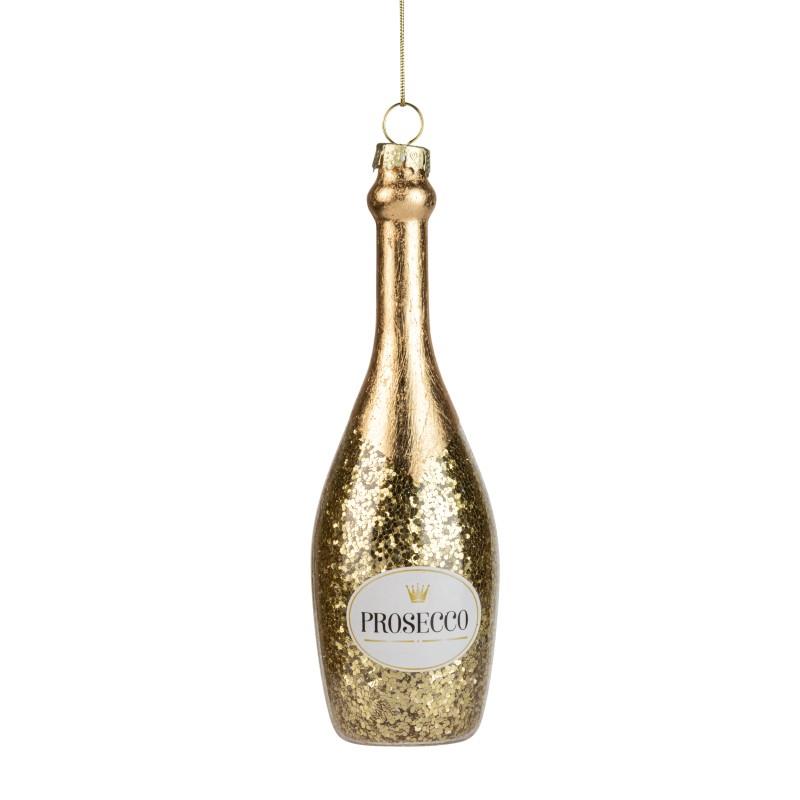 Glass Gold Prosecco Ornament