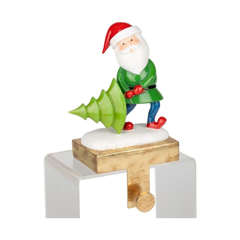 Santa Pulling Christmas Tree Stocking Holder