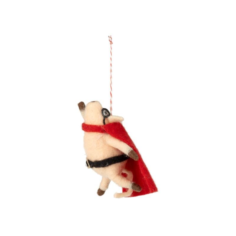 Flying Superhero Pig Ornament