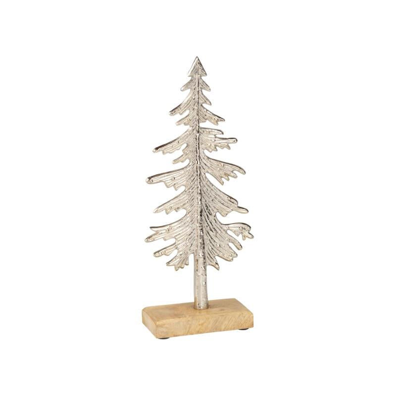 Silver Tree On Wood Base, 10.75"