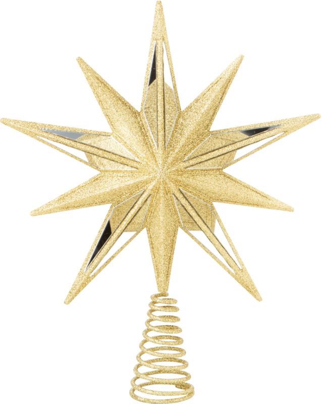 Mirrored & Glittered Gold Star Tree Topper