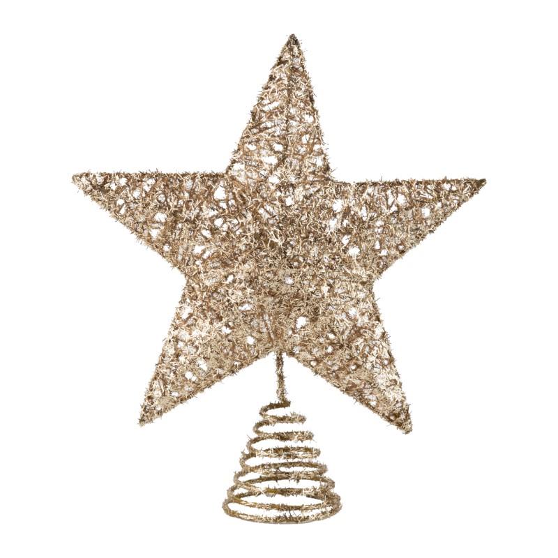 Champagne Gold Tinsel Star Tree Topper