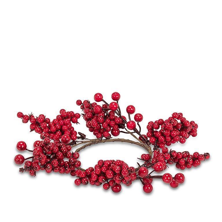 Small Red Berries Candle Ring, 7"Dia